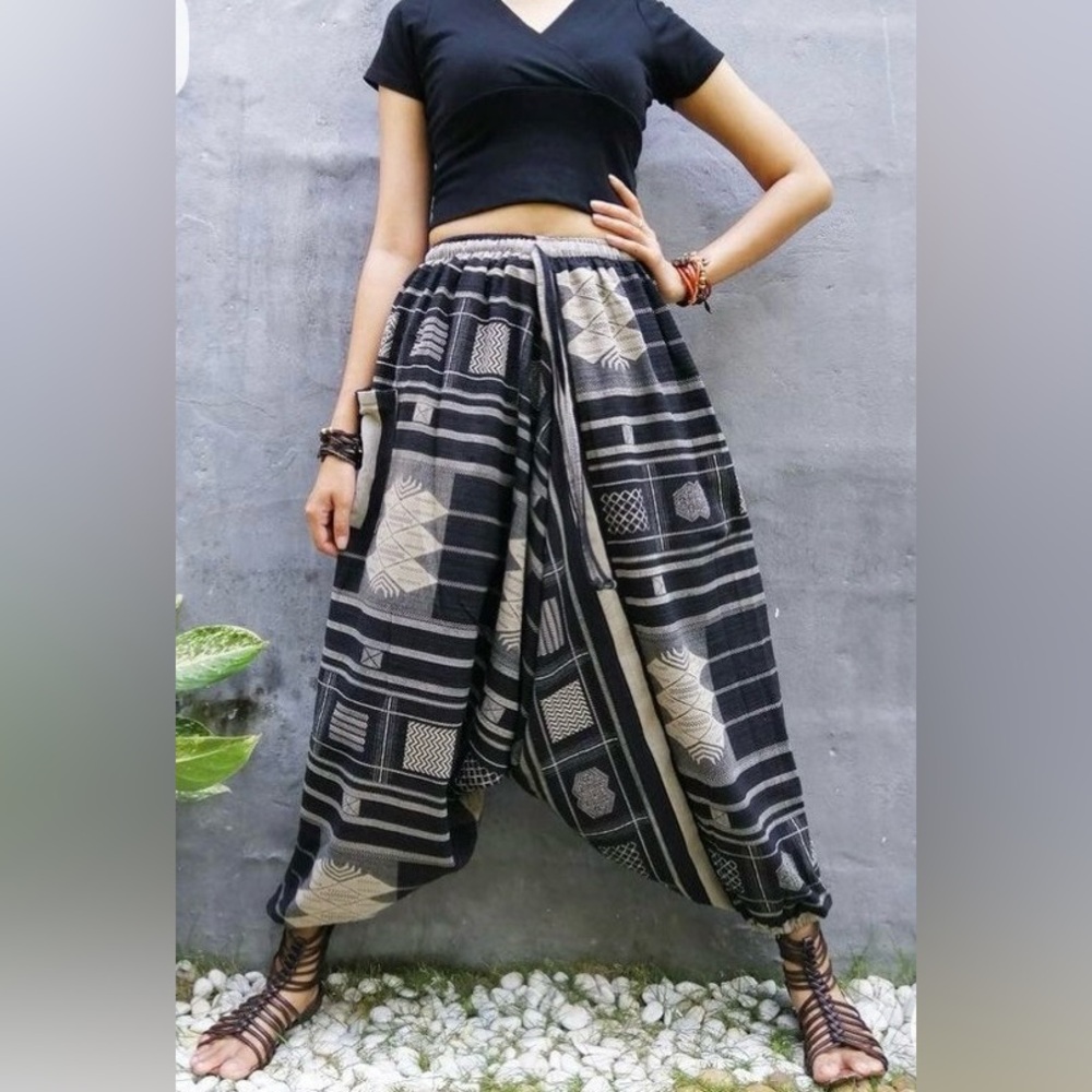 NWOT Super Drop Crotch Drawstring Harem Pants - Picture 12 of 12